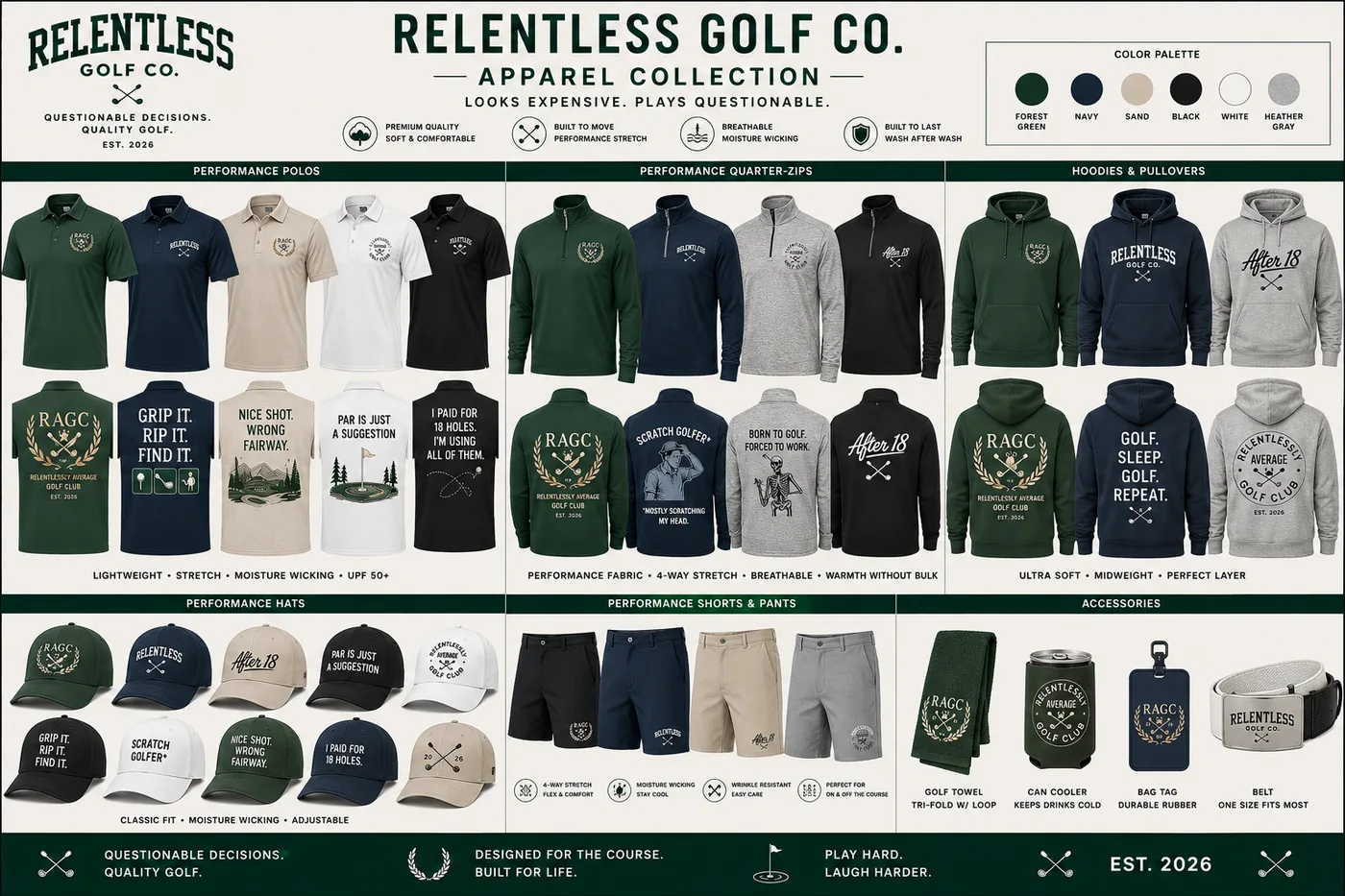 Relentless Golf Co. apparel collection