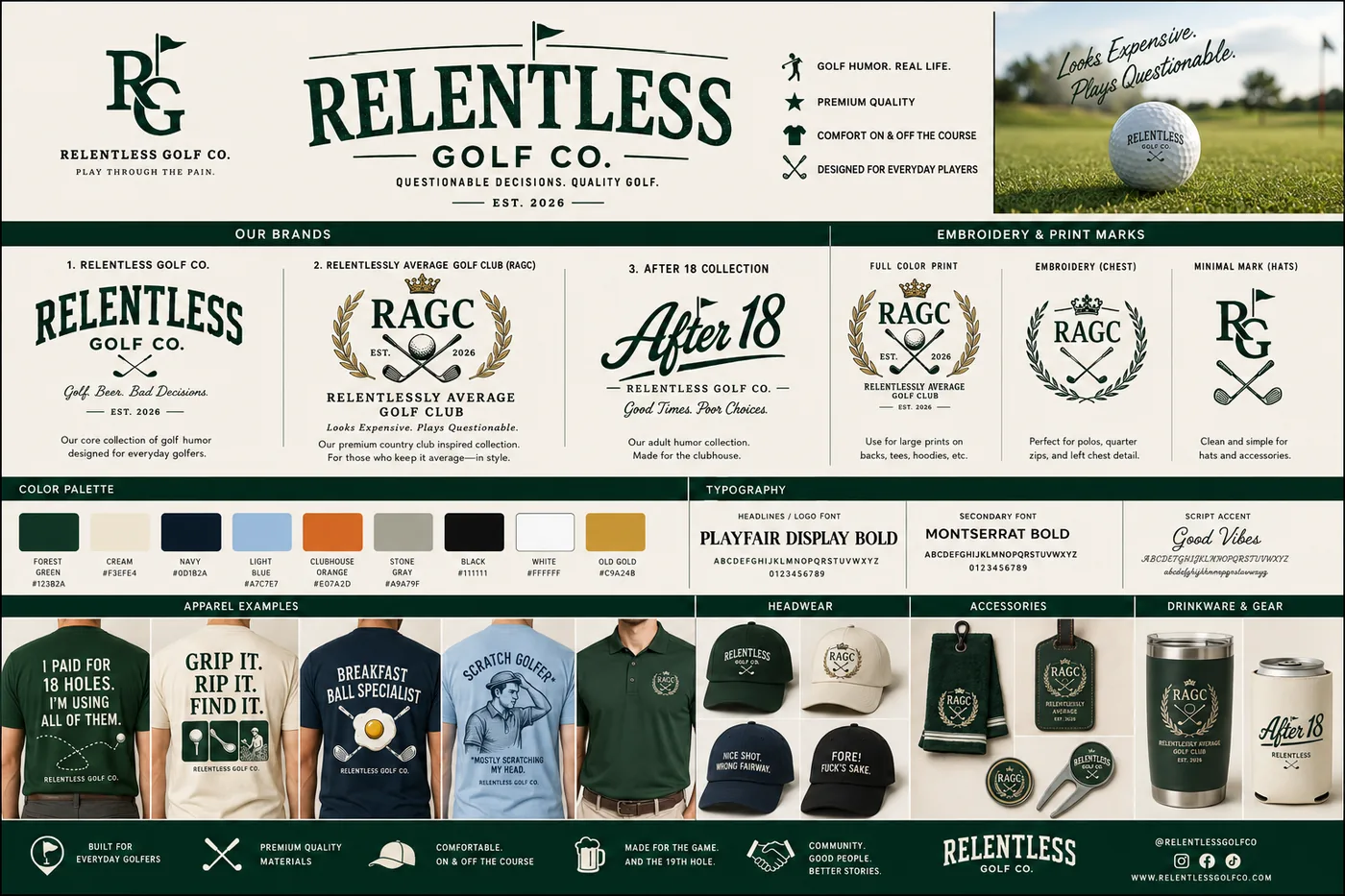Relentless Golf Co. brand and product overview