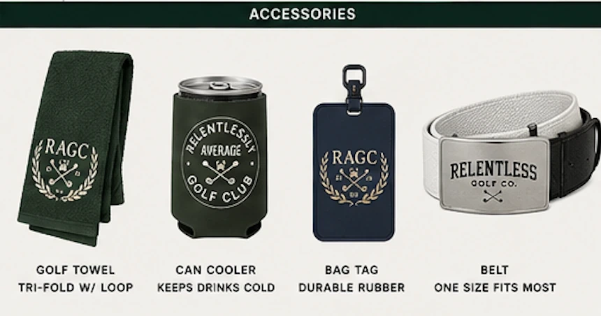 Relentless Golf apparel range reference