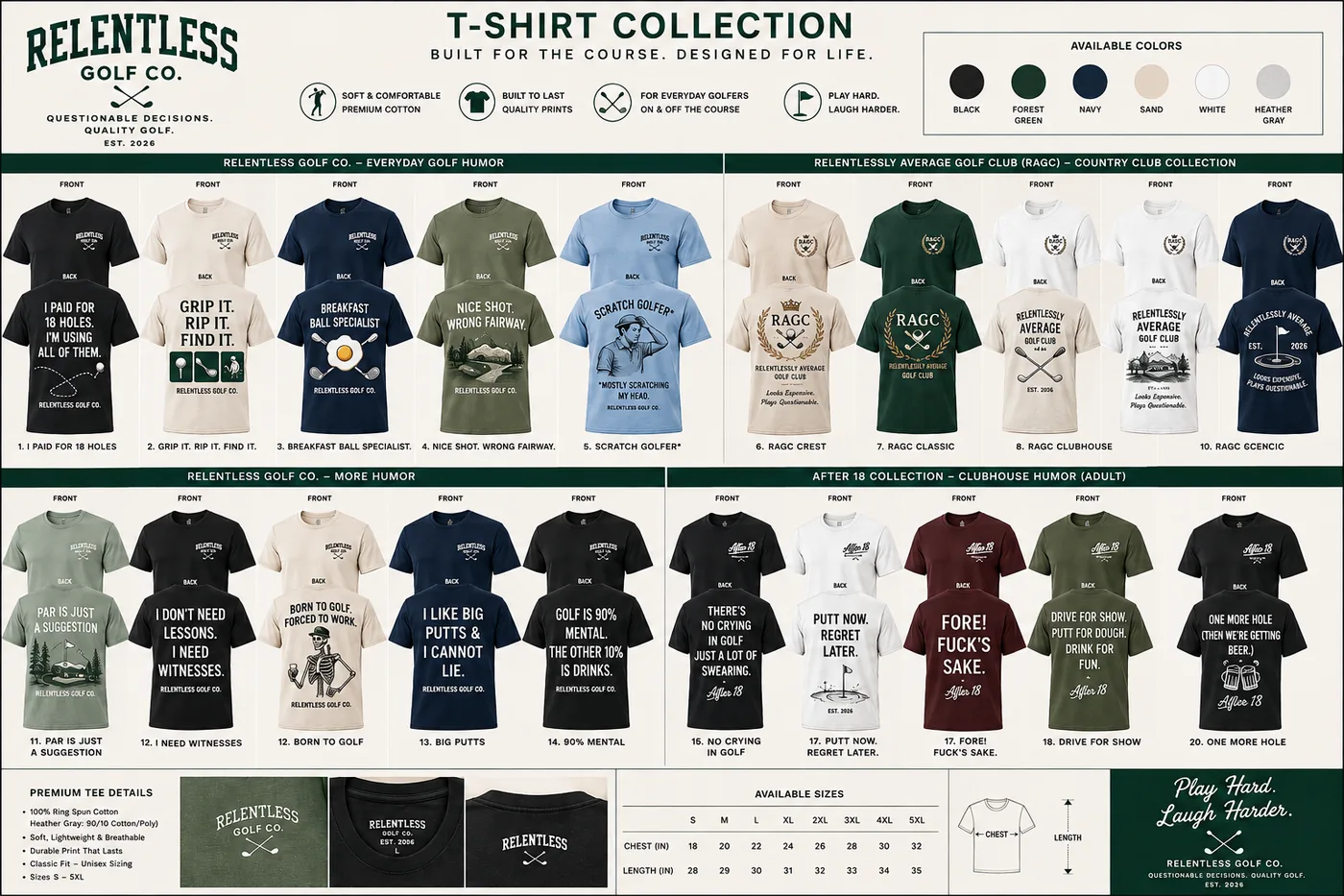 Relentless Golf Co. T-shirt collection